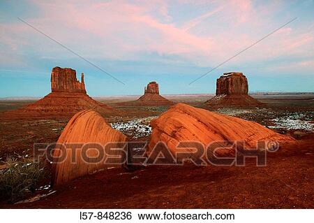 Monument Valley, monolits, Mitten Buttes and Merrick's Butte, view from the Visitor Center, Utah, USA View Large Photo Image Stock Photograph - Monument Valley, monolits, Mitten Buttes and Merrick's Butte, view from the Visitor Center, Utah, USA. Fotosearch