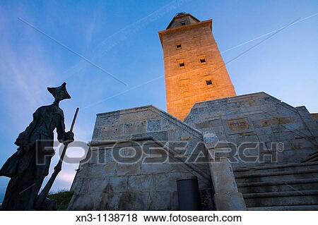 Monumento de Carlos III y Torre de Hercules, Hercules tower, La Corua. Galicia, Spain. View Large Photo Image Stock Photo - Monumento de Carlos III y Torre de Hercules, Hercules tower, La Corua. Galicia, Spain.. Fotosearch