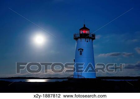 Moon lit Edgartown Lighthouse, Martha's Vineyard, Massachusetts, USA View Large Photo Image Stock Image - Moon lit Edgartown Lighthouse, Martha's Vineyard, Massachusetts, USA. Fotosearch