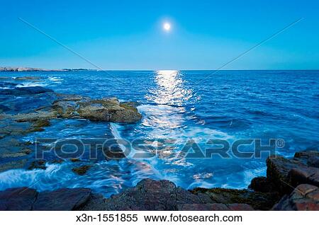 Moon over Schoodic Peninsula - Acadia National Park, Maine View Large Photo Image Stock Photography - Moon over Schoodic Peninsula - Acadia National Park, Maine. Fotosearch