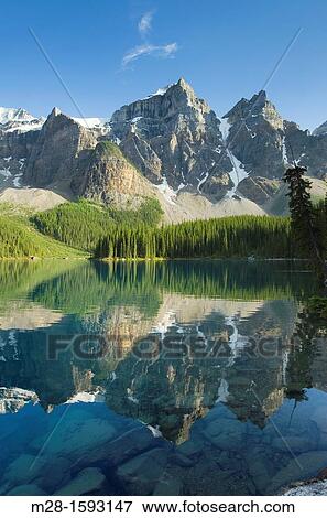 Moraine Lake and Wenkchemna Peaks, Banff National Park Alberta Canada View Large Photo Image Stock Photo - Moraine Lake and Wenkchemna Peaks, Banff National Park Alberta Canada. Fotosearch