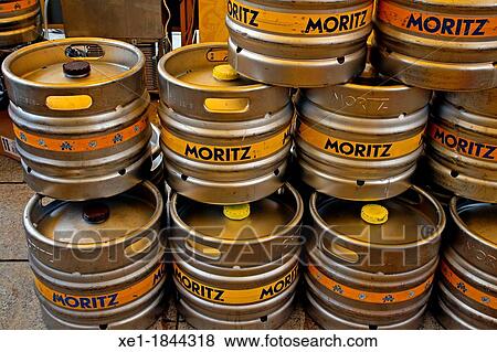Moritz beer barrel, Barcelona, Catalonia, Spain View Large Photo Image Stock Photo - Moritz beer barrel, Barcelona, Catalonia, Spain. Fotosearch