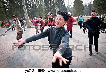 morning dancing exercises in Temple of Heaven park, Beijing, China. View Large Photo Image Picture - morning dancing exercises in Temple of Heaven park, Beijing, China.. Fotosearch