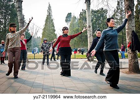 morning dancing exercises in Temple of Heaven park, Beijing, China. View Large Photo Image Picture - morning dancing exercises in Temple of Heaven park, Beijing, China.. Fotosearch