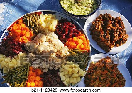 Stock Photo - Moroccan salads, Marrakech, Morocco. Fotosearch