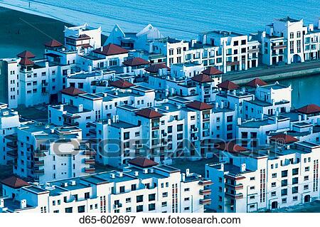 Morocco. Atlantic Coast. Agadir: Beach front condos. Evening View Large Photo Image Stock Photo - Morocco. Atlantic Coast. Agadir: Beach front condos. Evening. Fotosearch