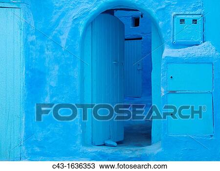 Morocco - Blue is the dominant colour in the Medina = the original Arab part of a town of the picturesque town of Chefchaouen in the Rif Mountains Northern Morocco View Large Photo Image Stock Image - Morocco - Blue is the dominant colour in the Medina = the original Arab part of a town of the picturesque town of Chefchaouen in the Rif Mountains Northern Morocco. Fotosearch