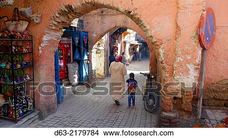 Morocco - Marrakesh. Street scene in old town. View Large Photo Image Picture - Morocco - Marrakesh. Street scene in old town.. Fotosearch