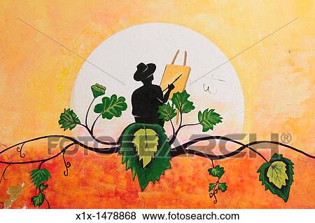 Stock Photo - Morocco, Meknes, Avenue Mohammed V, Street Mural. Fotosearch