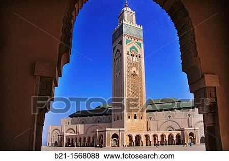 Morocco- The Hassan II Mosque Arabic View Large Photo Image Stock Photo - Morocco- The Hassan II Mosque Arabic. Fotosearch