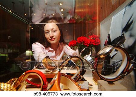 Moscow, Russia, Russian woman (MR), window shopping at Jewelry shopping, watches. View Large Photo Image Stock Image - Moscow, Russia, Russian woman (MR), window shopping at Jewelry shopping, watches.. Fotosearch