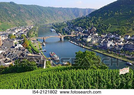 Stock Image - Mosel River Cochem Germany DE Europe River Cruise Moselle Tributary Rhine.. Fotosearch