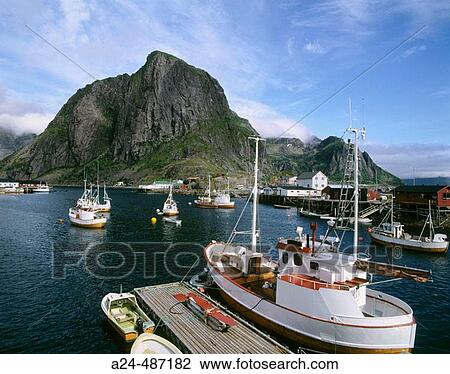 Stock Image - Moskene, Lofoten Islands, Norway. Fotosearch