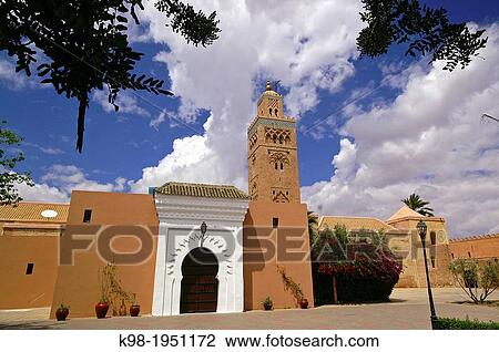 Mosque and minaret of the Koutoubia XII century. Marrakech. Morocco. Maghreb. Africa. View Large Photo Image Stock Image - Mosque and minaret of the Koutoubia XII century. Marrakech. Morocco. Maghreb. Africa.. Fotosearch