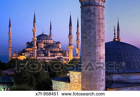 Mosque Sultan Ahmet Blue Mosque At right Dome and minaret of Firuz Aga Mosque Istanbul Turkey View Large Photo Image Stock Image - Mosque Sultan Ahmet Blue Mosque At right Dome and minaret of Firuz Aga Mosque Istanbul Turkey. Fotosearch
