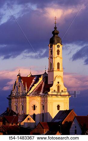 Stock Photo - Most beautiful village church in the world in Steinhausen / Upper Swabia. Fotosearch