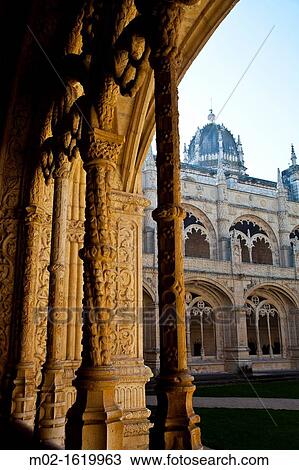 Stock Image - Mosteiro dos Jeronimos, Hieronymites Monastery, Late Gothic period, Belem, Lisbon. Fotosearch