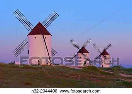Mota del Cuervo, Windmills, Route of Don Qiuijote, Cuenca province, Castilla-La Mancha, Spain. View Large Photo Image Stock Photograph - Mota del Cuervo, Windmills, Route of Don Qiuijote, Cuenca province, Castilla-La Mancha, Spain.. Fotosearch