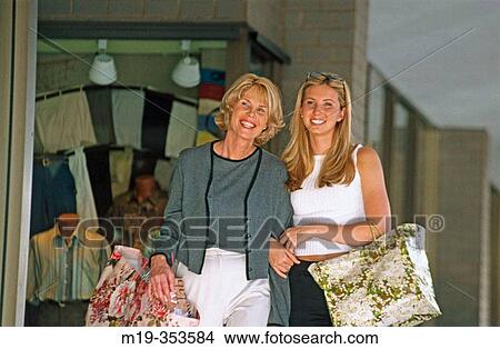 Picture - Mother and daughter going shopping. Fotosearch