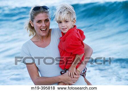 mother and son at the beach View Large Photo Image Stock Photo - mother and son at the beach. Fotosearch