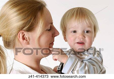 Stock Image - Mother and toddler portrait. Fotosearch