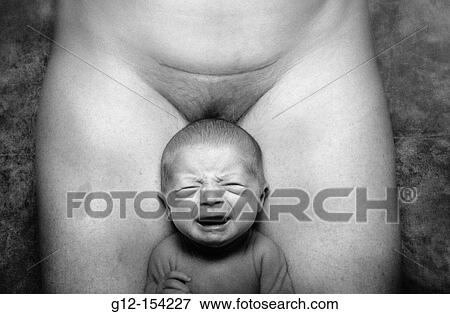 Stock Photo - Mother with cesarean scar and newborn baby. Fotosearch