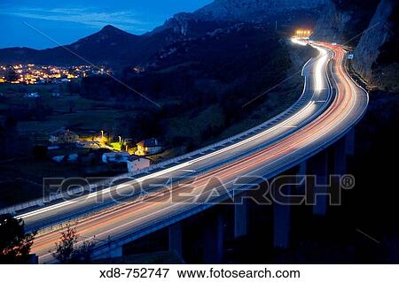 motorway bridge at night Liendo valley, Cantabria, Spain, Europe View Large Photo Image Stock Photo - motorway bridge at night Liendo valley, Cantabria, Spain, Europe. Fotosearch