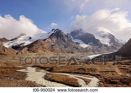 Mount Athabasca and the Athabasca Glacier in the Columbia Icefield Jasper National Park, Rocky Mountains, Alberta, Canada View Large Photo Image Picture - Mount Athabasca and the Athabasca Glacier in the Columbia Icefield Jasper National Park, Rocky Mountains, Alberta, Canada. Fotosearch