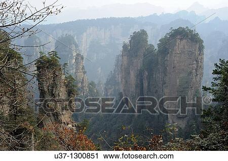 Stock Image - Mount Tianzi, Zhangjiajie National Forest Park, Zhangjiajie, Hunan, China. Fotosearch