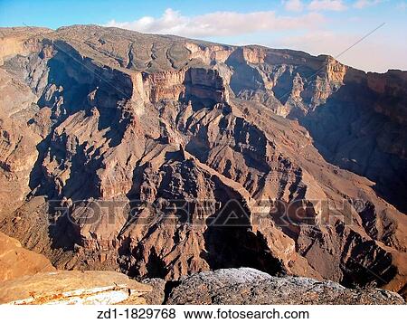 Stock Photo - Mountain of Jebel Shams in Oman. Fotosearch