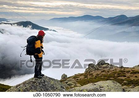 Mountaineer looking Jerte Valley from Sierra de Barco Mountains of Sierra de Gredos National Park? vila Castilla y Le? n Spain View Large Photo Image Stock Image - Mountaineer looking Jerte Valley from Sierra de Barco Mountains of Sierra de Gredos National Park? vila Castilla y Le? n Spain. Fotosearch