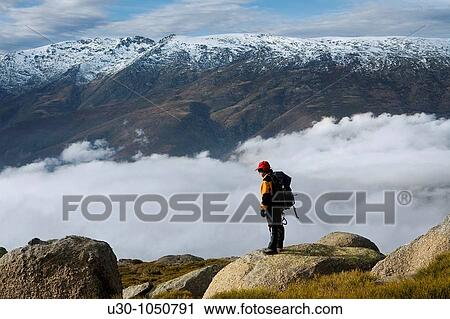 Mountaineer looking Jerte Valley from Sierra de Barco Mountains of Sierra de Gredos National Park? vila Castilla y Le? n Spain View Large Photo Image Stock Image - Mountaineer looking Jerte Valley from Sierra de Barco Mountains of Sierra de Gredos National Park? vila Castilla y Le? n Spain. Fotosearch