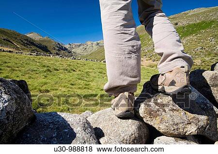 Mountaineer walking in the Cinco Lagunas Valley Garganta del Pinar Mountains of the Sierra de Gredos National Park Zapardiel de la Ribera? vila Castilla y Le? n Spain View Large Photo Image Stock Photo - Mountaineer walking in the Cinco Lagunas Valley Garganta del Pinar Mountains of the Sierra de Gredos National Park Zapardiel de la Ribera? vila Castilla y Le? n Spain. Fotosearch