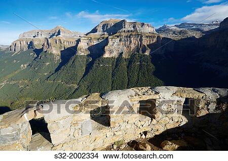 Mountains from Calcilarruego Balcony, Ordesa National Park, Pyrenees, Huesca, Aragon, Spain. View Large Photo Image Picture - Mountains from Calcilarruego Balcony, Ordesa National Park, Pyrenees, Huesca, Aragon, Spain.. Fotosearch