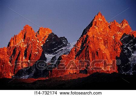 Mountains in the evening, Chamonix. Rh? ne Alpes, France View Large Photo Image Picture - Mountains in the evening, Chamonix. Rh? ne Alpes, France. Fotosearch