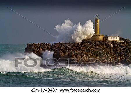 Mouro island and lighthouse in a storm Santander Cantabria, Spain View Large Photo Image Stock Photo - Mouro island and lighthouse in a storm Santander Cantabria, Spain. Fotosearch