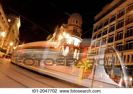 Stock Image - moving tram trail. Seville.. Fotosearch