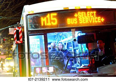 MTA M15 Select Bus Service during evening rush hour, limited express service, Metropolitan Transportation Authority, Public Transportation Buses, Mass Transit, Midtown Manhattan, via 42 nd Street and 2nd Avenue, New York City, USA. View Large Photo Image Stock Image - MTA M15 Select Bus Service during evening rush hour, limited express service, Metropolitan Transportation Authority, Public Transportation Buses, Mass Transit, Midtown Manhattan, via 42 nd Street and 2nd Avenue, New York City, USA.. Fotosearch
