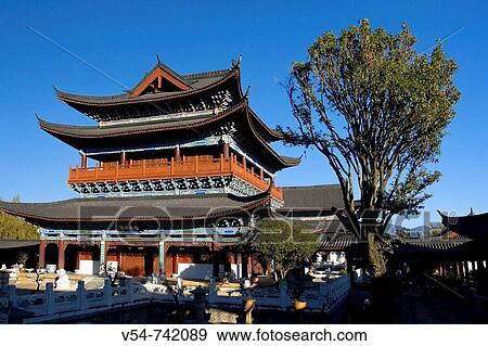 Stock Photo - Mu Family Mansion (Mushi Shisifu), house of a former Naxi Chieftain, UNESCO Lijiang Old Town, Yunnan Province, China. Fotosearch