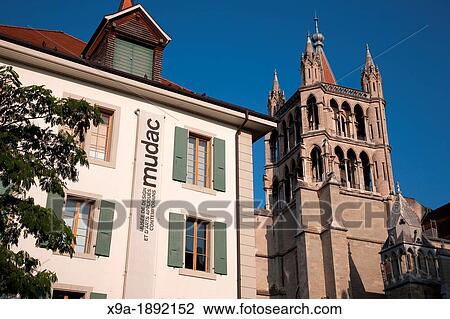 Mudac Design Museum and Cathedral Tower, Lausanne, Switzerland, Europe View Large Photo Image Stock Image - Mudac Design Museum and Cathedral Tower, Lausanne, Switzerland, Europe. Fotosearch