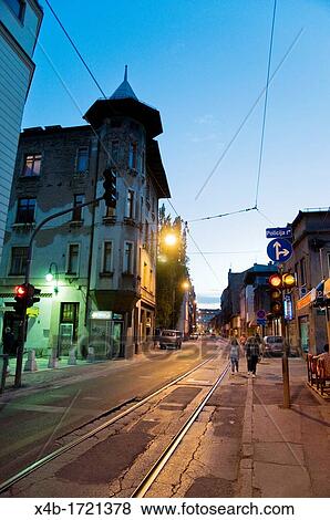 Mula Mustafe Baseskije street central Sarajevo city Bosnia and Herzegovina Europe View Large Photo Image Stock Photo - Mula Mustafe Baseskije street central Sarajevo city Bosnia and Herzegovina Europe. Fotosearch