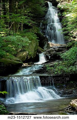 Multiple waterfalls snake through the landscape at Rickett's Glen State Park, Pennsylvania, USA View Large Photo Image Stock Photo - Multiple waterfalls snake through the landscape at Rickett's Glen State Park, Pennsylvania, USA. Fotosearch