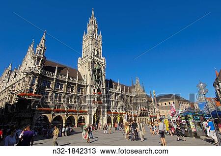 Munich, Neues Rathaus, New Town Hall, Marienplatz, Bavaria, Germany View Large Photo Image Stock Image - Munich, Neues Rathaus, New Town Hall, Marienplatz, Bavaria, Germany. Fotosearch