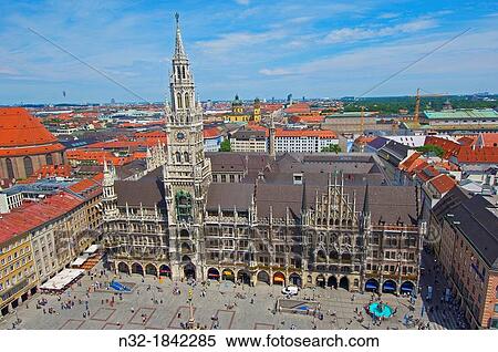 Munich, Neues Rathaus, New Town Hall, Marienplatz, Bavaria, Germany View Large Photo Image Stock Photography - Munich, Neues Rathaus, New Town Hall, Marienplatz, Bavaria, Germany. Fotosearch
