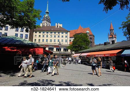 Munich, Viktualienmarkt, Market square, Bavaria, Germany, Europe. View Large Photo Image Stock Image - Munich, Viktualienmarkt, Market square, Bavaria, Germany, Europe.. Fotosearch