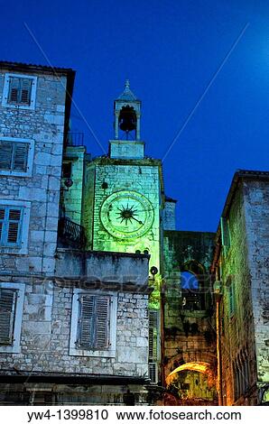 Municipal Clock at Iron Gate, Split, Dalmatia, Croatia View Large Photo Image Stock Image - Municipal Clock at Iron Gate, Split, Dalmatia, Croatia. Fotosearch