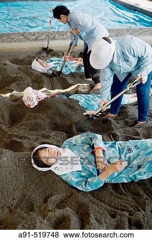 Municipal hot sand baths on the beach City of Ibusuki Island of Kyushu Japan View Large Photo Image Stock Photo - Municipal hot sand baths on the beach City of Ibusuki Island of Kyushu Japan. Fotosearch