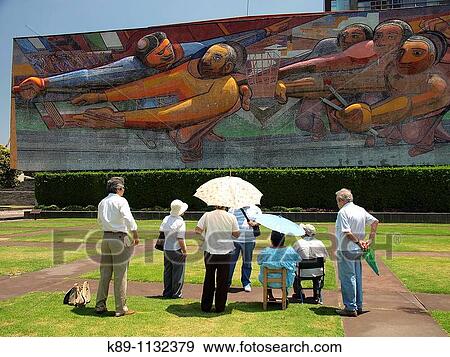 Stock Photo - Mural de Siqueiro, Universidad Nacional Aut? noma de M? xico (UNAM), Ciudad M? xico. Fotosearch