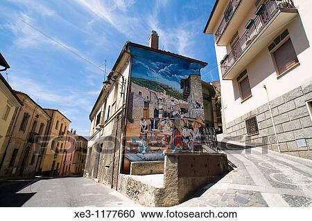 Stock Image - Mural painting in Aritzo, Sardinia, Italy. Fotosearch