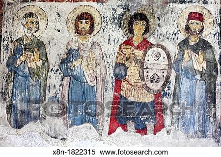 Stock Photography - Mural painting in Church of the Dormition 12th century, Vardzia, Vardzia-Khertvisi, Meskheti, Georgia. Fotosearch